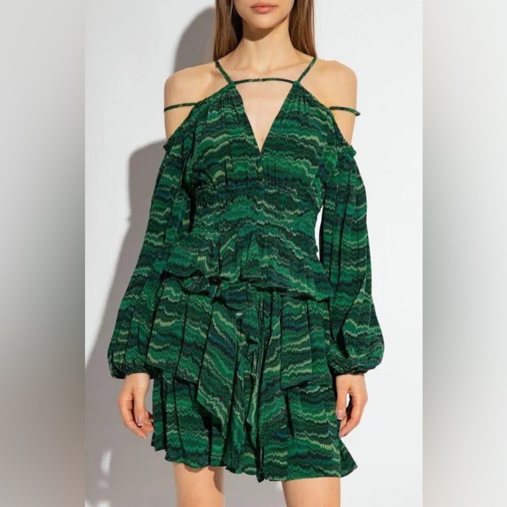 Ulla Johnson NWT Silvia Peacock Dress Sz 2 Silk w/ Ruffles